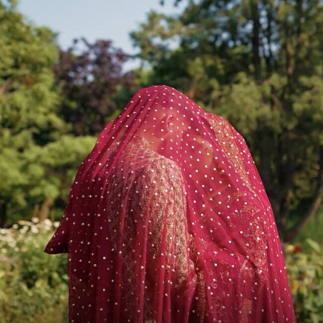 Pakistani muslim couple shoot at humber arboretum - bride in red dress